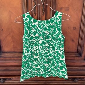 J. CREW Botanical pattern scallop hem tulip back cut out tank top